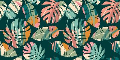 patrón transparente tropical con hojas abstractas. diseño moderno vector