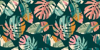 Tropical seamless pattern with abstract leaves. Modern design vector