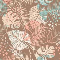 Tropical seamless pattern with abstract leaves. Modern design f vector