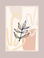 Contemporary art print with abstract plant. Line art. Modern vector design