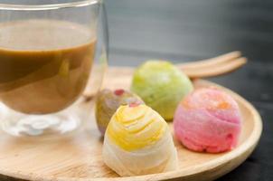 Mochi on a plate with coffee photo