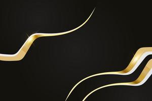 Modern black luxury background with golden line and shiny golden light. vector