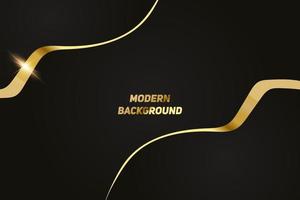 Modern black luxury background with golden line and shiny golden light. vector