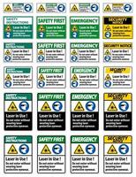 Warning PPE Safety Label,Laser In Use Do Not Enter Without Wearing Laser Protective Eyewear vector