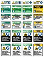 Warning PPE Safety Label,Laser In Use Do Not Enter Without Wearing Laser Protective Eyewear vector