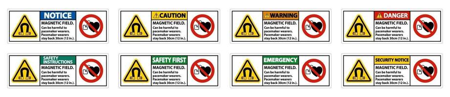 Magnetic field can be harmful to pacemaker wearers.pacemaker wearers.stay back 30cm vector