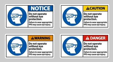 no ingrese sin usar protección para los ojos, puede dañar la visión vector