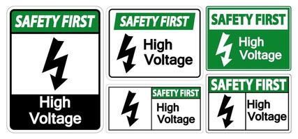 Safety First High voltage Sign Isolate On White Background,Vector Illustration EPS.10 vector