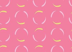 Hand drawn, pink, yellow color circular seamless pattern vector