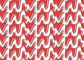 Hand drawn, red, white color wave seamless pattern vector