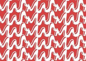 Hand drawn, red, white color wave seamless pattern vector