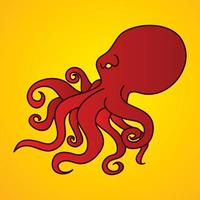 Red Octopus Cartoon Graphic Vector