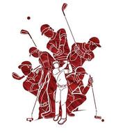 Group of Golfer Action vector