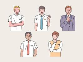 student character. Boys are making various gestures. vector