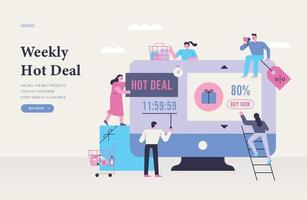 shopping event promotion illustration. web page concept template. vector