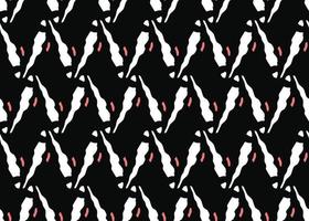 Hand drawn, black, white, red shapes seamless pattern vector