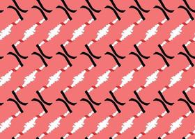 Hand drawn, red pink black and white shapes seamless pattern vector