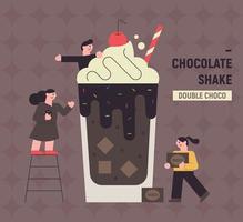 Ilustración de cartel de bebida de batido de chocolate. vector