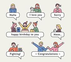 people with speech bubbles icon set vector