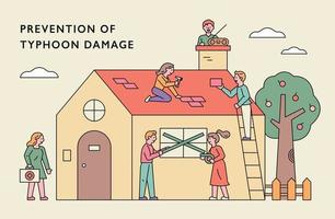 banner de prevención de daños por tifón vector