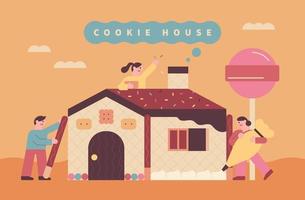 bakery cookie house poster vector