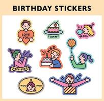 birthday party stickers. vector