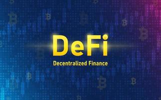 Defi crypto currency on system background. Futuristic concept. vector