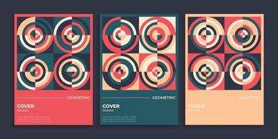 Geometric cover background in retro style vector