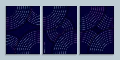 Cover design collection with neon gradient linear circles vector