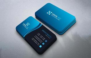 Blue Curve Simple Business Card vector