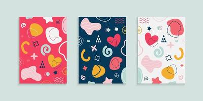 Abstract colorful cover design with doodle elements vector