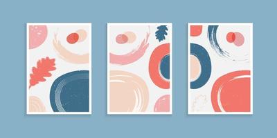 Abstract poster background set with organic shapes in pastel color vector