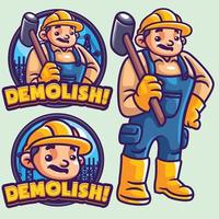 demolish Mascot Logo Template and character vector