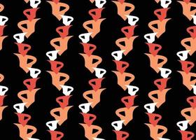 Hand drawn, black, red, orange, white color shapes seamless pattern vector