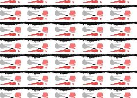 Hand drawn, black, red, grey, white colors seamless pattern vector