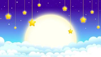 Beautiful Illustration of night sky with moon and stars vector