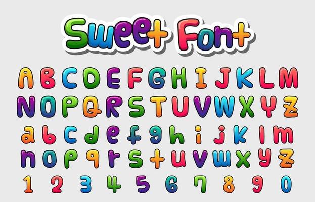 Colorful Comic Style Letter and Number Set