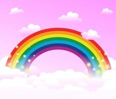 Rainbow in clouds, fantasy background vector