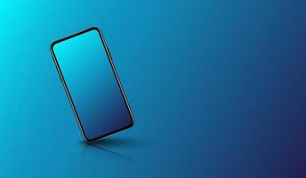 Smart phone on smooth dark blue background, futuristic technology design, vector illustration