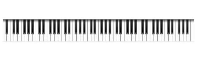 Realistic 88 piano keys, vector illustration