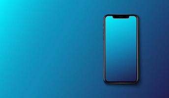 Smart phone on smooth dark blue background, futuristic technology design, vector illustration
