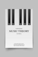 Music theory book cover mockup template, vector illustration