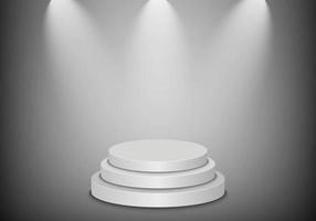 Stage podium with lighting on grey background, vector illustration