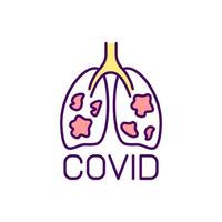 Lungs affected by coronavirus RGB color icon vector