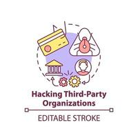 hackear el icono del concepto de organizaciones de terceros vector