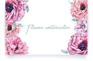 Watercolor wedding invitation design with flower 4 vector