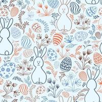 Pascua de patrones sin fisuras. primavera fondo suave con huevos de pascua y conejito. Fondo de pantalla de azulejos de Pascua vector