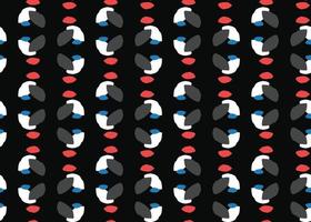 Hand drawn, black, grey, red, blue, white colors shapes seamless pattern vector