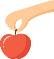 hand holding apple. simple vector illustration