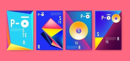 Vector colorful geometric triangle poster design template